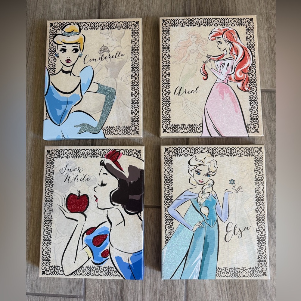 Disney Princess Canvas Set - Blue, Pink, Red, Light Blue